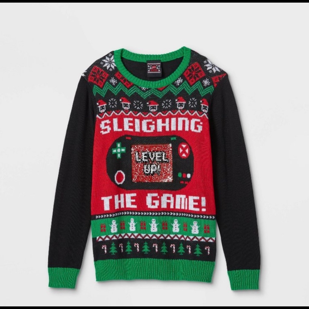 Kids' Santa Sleighing the Game Pullover Sweater - Black XL